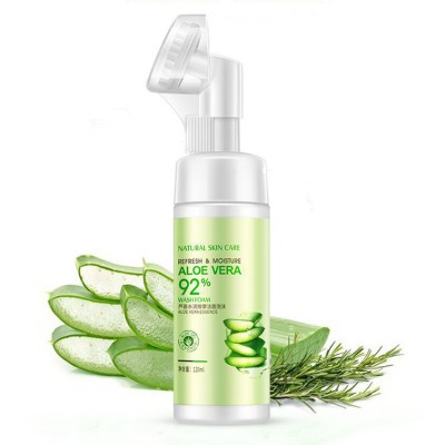 Natural Hydrating Shrink Pores Acne Treatment Oil Control Aloe Vera Foam Facial Cleanser